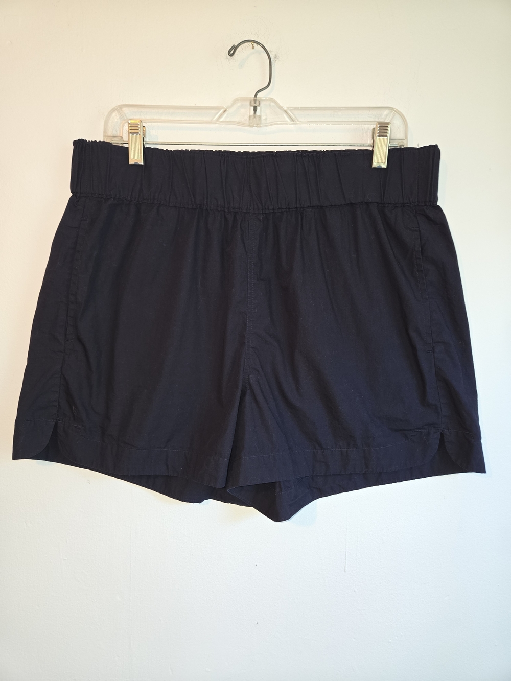 Quince Women's Organic Cotton Poplin Pull-On Shorts Navy Large Nautical